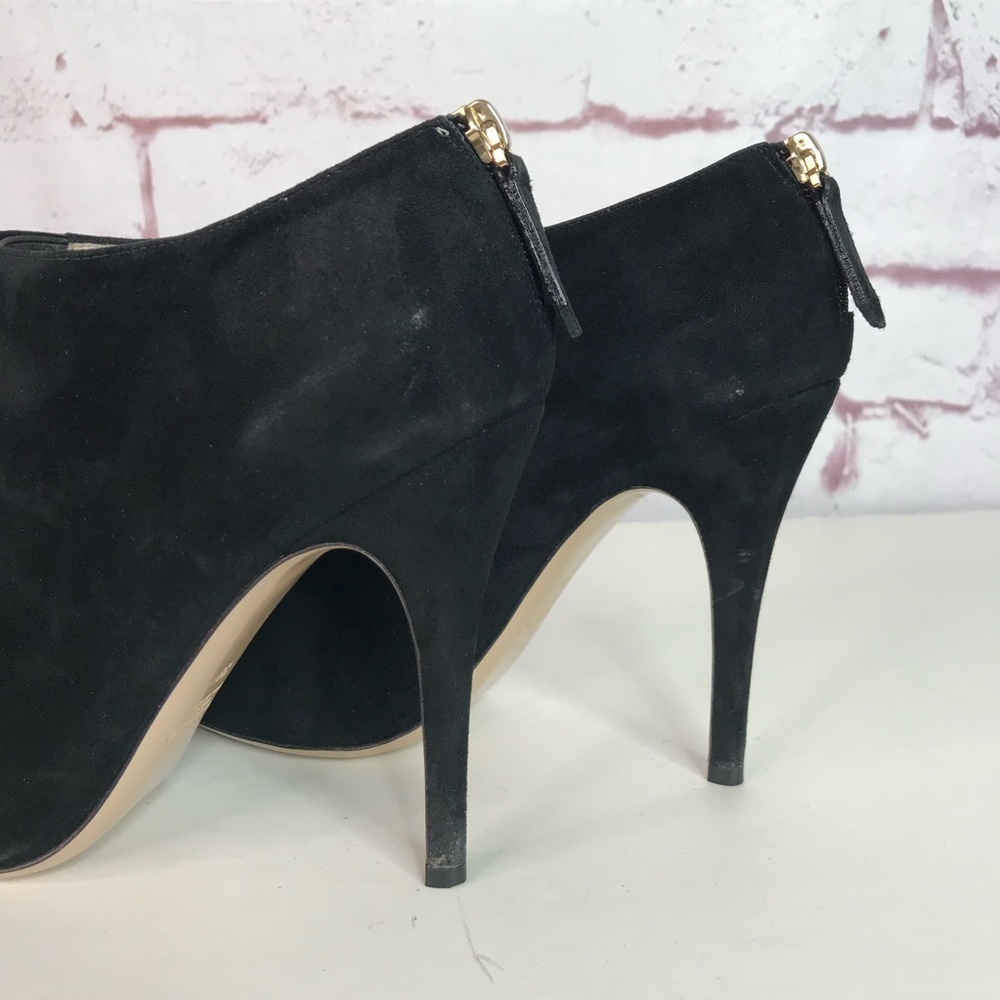 VALENTINO GARAVANI Suede Ruffle Ankle Booties Black Suede Heels SIZE 39 EU - Picture 9 of 16